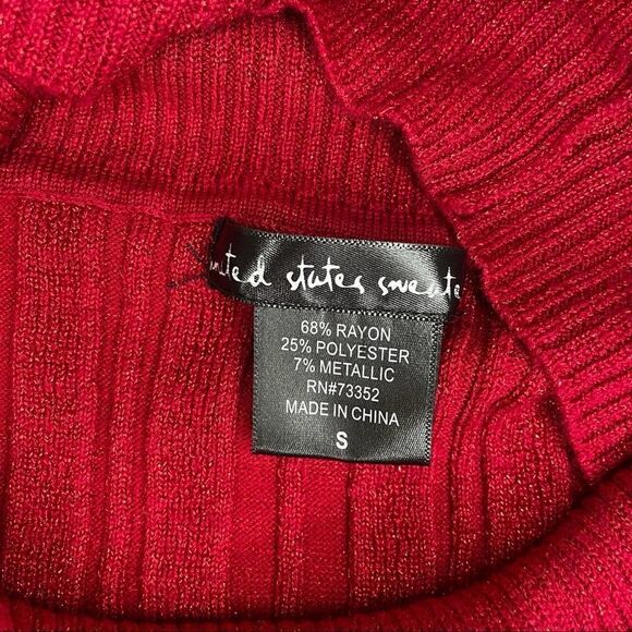 United States Sweater Red Metallic Cowl Neck S - Picture 7 of 10